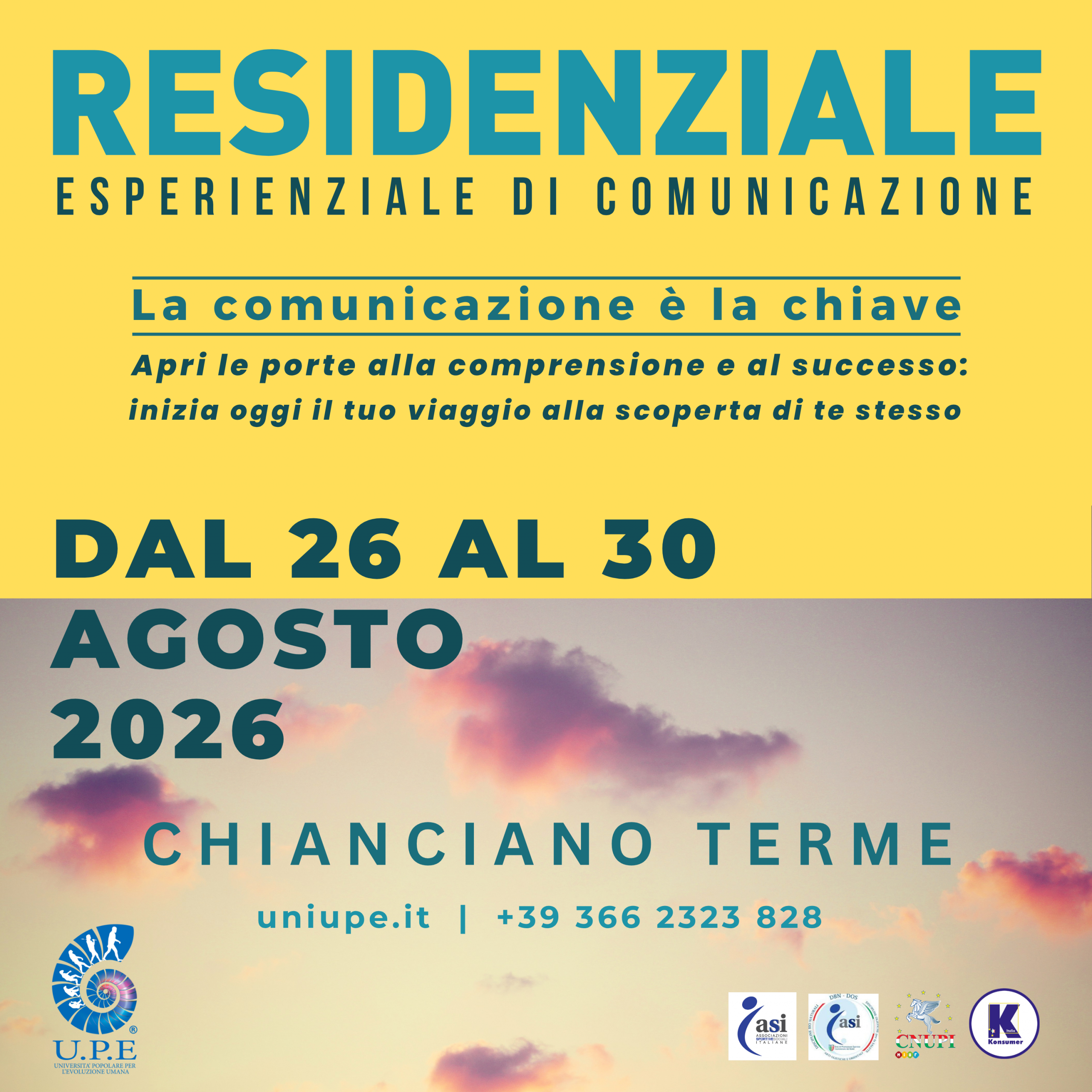 L'immagine illsutra una cielo con delle nuvole rosa come copertina per il residenziale UPE di Agosto 2026